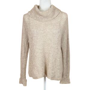 Free People Sidewinder Waffle Knit Sweater Size XS Oatmeal Beige Wool Oversized